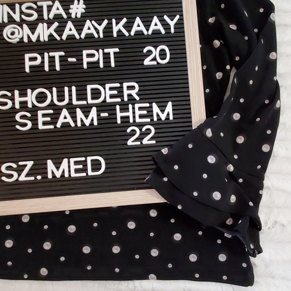 Charter Club black long sleeve gray and white circle print Med - Picture 6 of 6